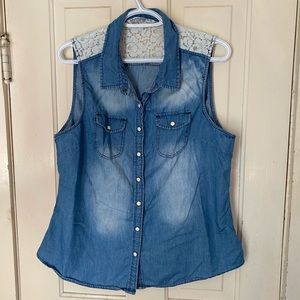 Western Denim and Lace tank